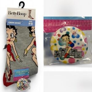 Betty Boop Crew Socks with pin